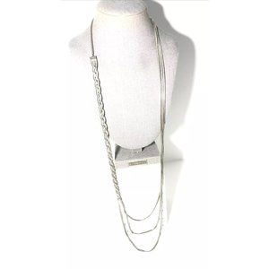 Vintage 40” Braided Silver Tone Statement Chain Necklace-Ex-long Vintage Fashion